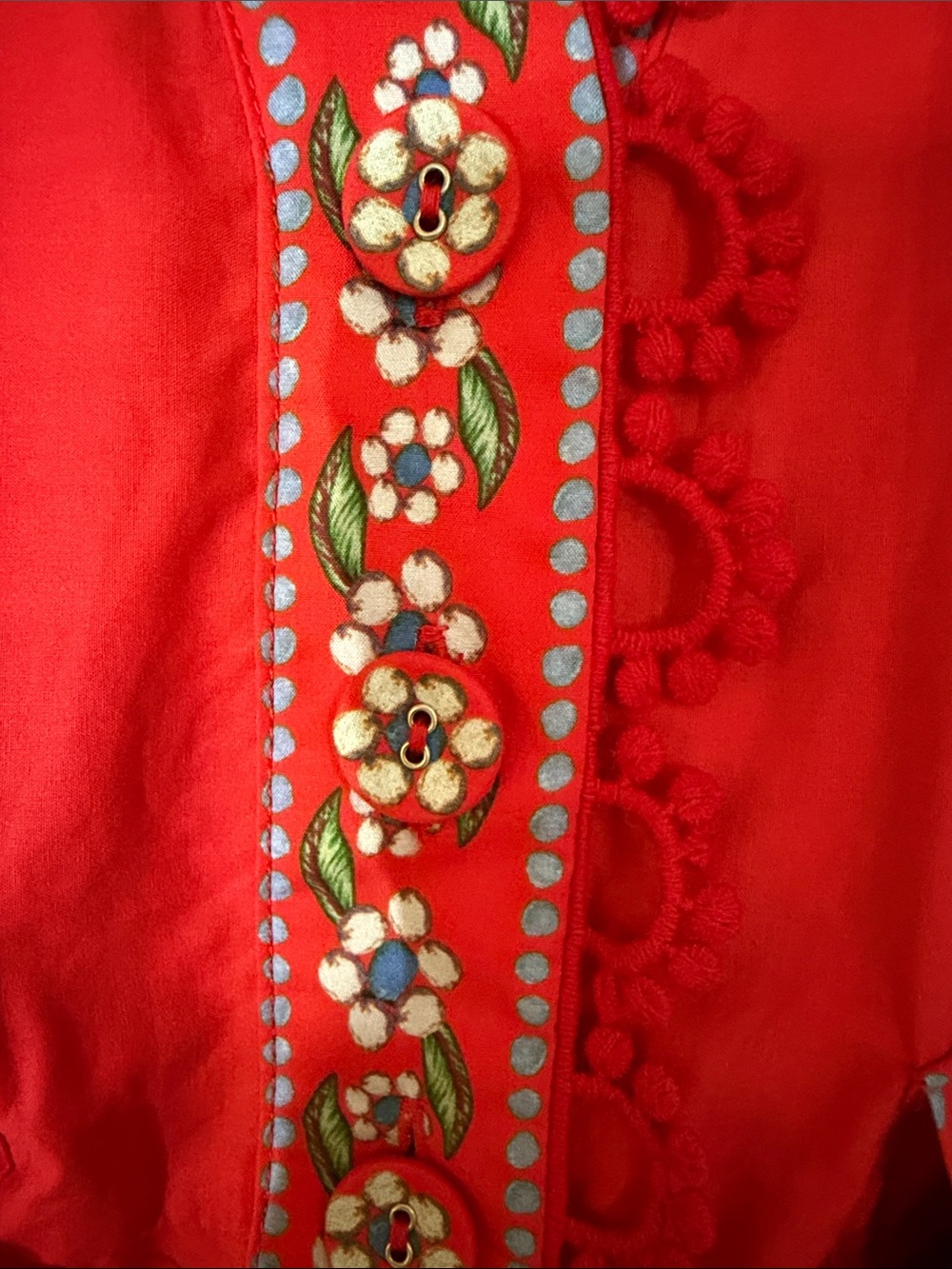 FARM Rio Red Floral Puff-Sleeve Romper with Tie Waist New With Tag - Picture 6 of 11